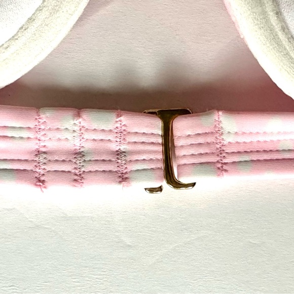 Swim Bikini Top Sz Large  Pale pink W/ Polka dots  Adjustable straps & underwire - Picture 7 of 8